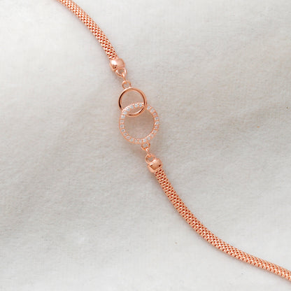 CZ Interlocking Circles Bracelet – 925 Silver, 8 Inch, Rose Gold & Silver Finish, Gift for Her - Kanika Creations