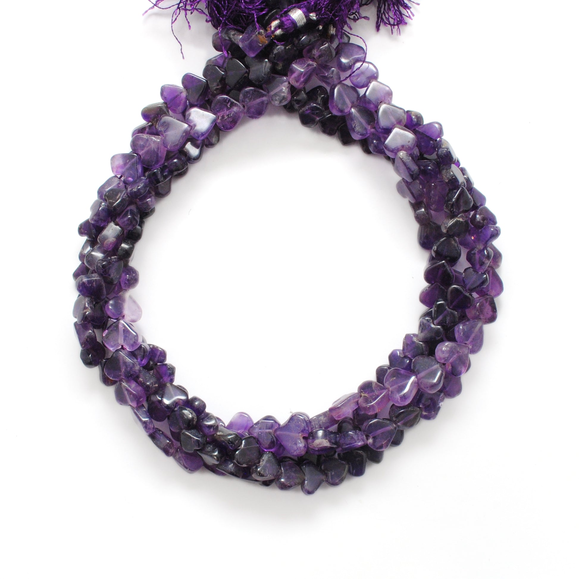 AAA Natural Amethyst Heart Gemstone Beads, 7-12mm, 16-Inch Strand - Kanika Creations