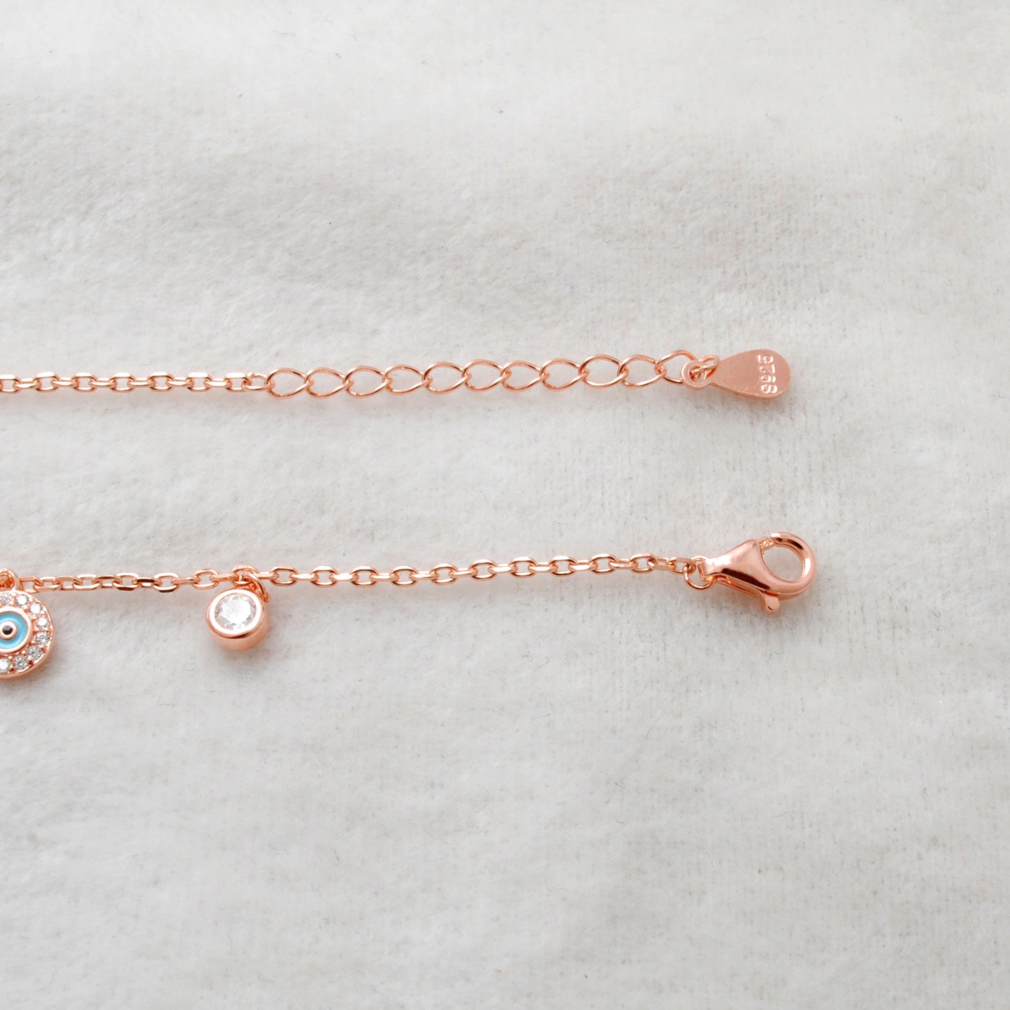 Cubic Zirconia Evil Eye Bracelet – 925 Silver, Rose Gold & Silver Plated, 8 Inch Gift for Wife - Kanika Creations