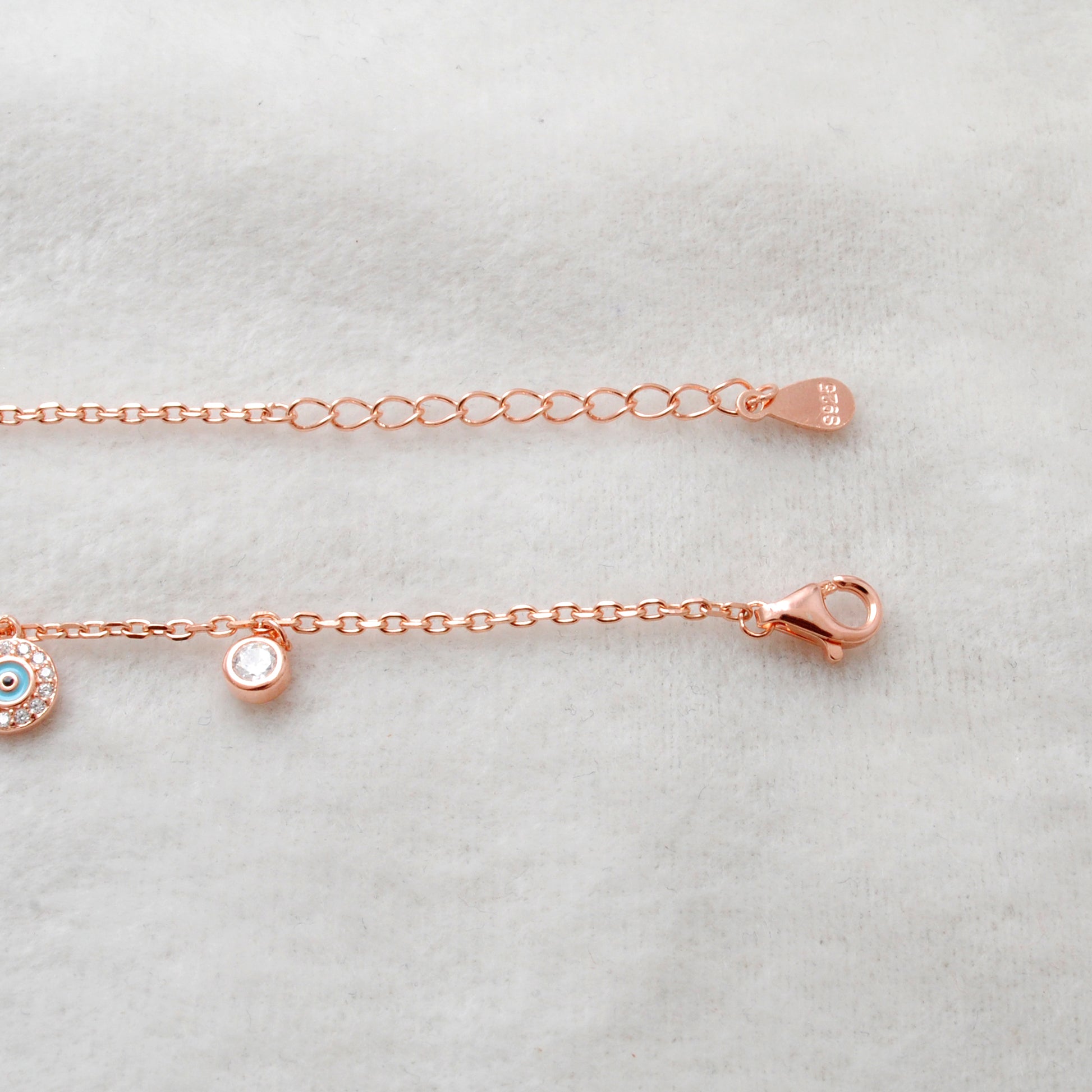 Cubic Zirconia Evil Eye Bracelet – 925 Silver, Rose Gold & Silver Plated, 8 Inch Gift for Wife - Kanika Creations