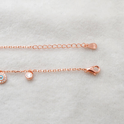 Cubic Zirconia Evil Eye Bracelet – 925 Silver, Rose Gold & Silver Plated, 8 Inch Gift for Wife - Kanika Creations