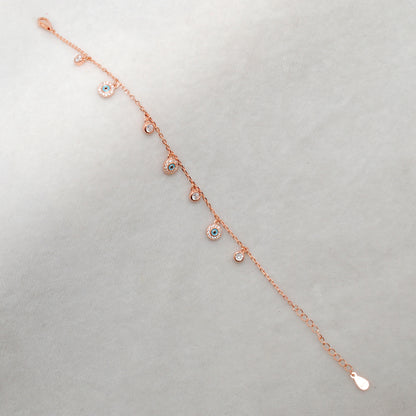 Cubic Zirconia Evil Eye Bracelet – 925 Silver, Rose Gold & Silver Plated, 8 Inch Gift for Wife - Kanika Creations