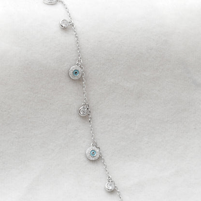 Cubic Zirconia Evil Eye Bracelet – 925 Silver, Rose Gold & Silver Plated, 8 Inch Gift for Wife - Kanika Creations