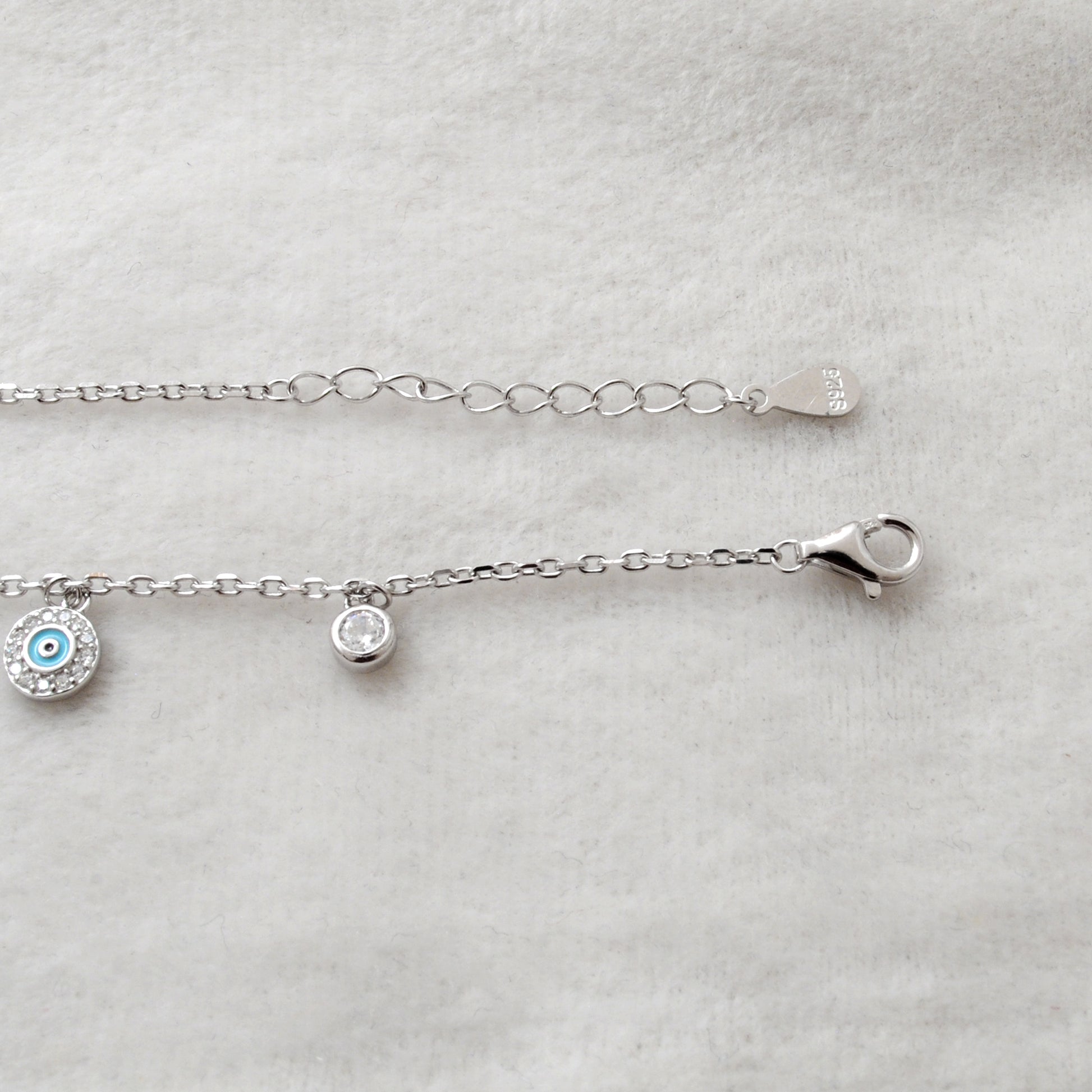 Cubic Zirconia Evil Eye Bracelet – 925 Silver, Rose Gold & Silver Plated, 8 Inch Gift for Wife - Kanika Creations