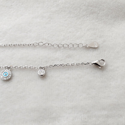 Cubic Zirconia Evil Eye Bracelet – 925 Silver, Rose Gold & Silver Plated, 8 Inch Gift for Wife - Kanika Creations
