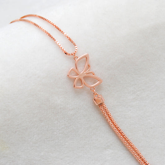 Dainty Butterfly Bracelet – 925 Sterling Silver, Rose Gold Plated, Gift for Her - Kanika Creations