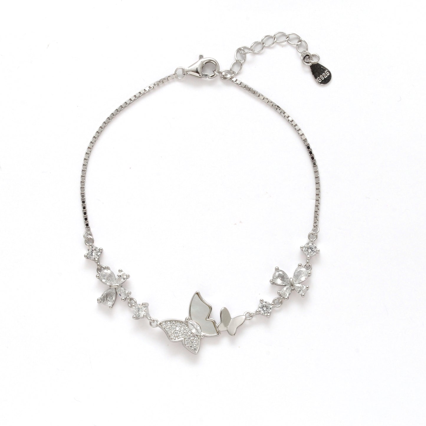 925 Sterling Silver Dainty CZ Butterfly Bracelet – Minimalist Jewelry – Birthday Gift - Kanika Creations