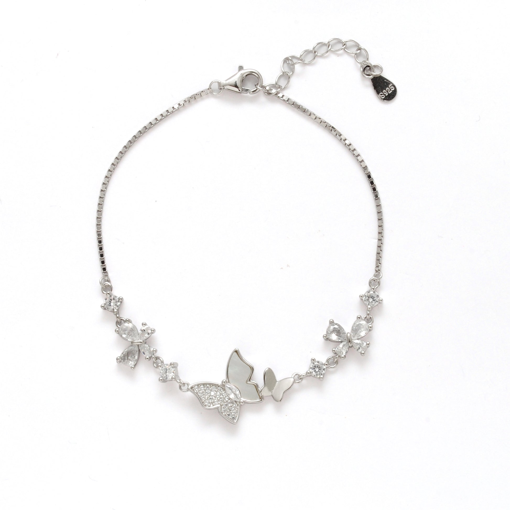 925 Sterling Silver Dainty CZ Butterfly Bracelet – Minimalist Jewelry – Birthday Gift - Kanika Creations