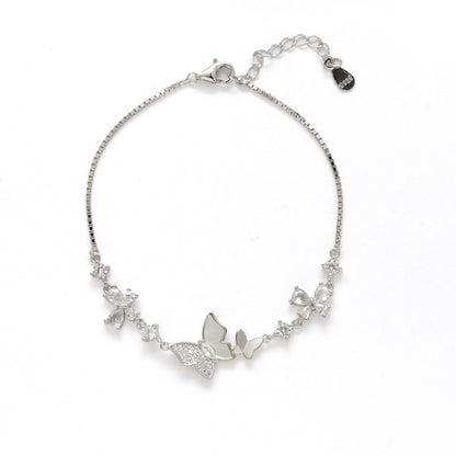 925 Sterling Silver Dainty CZ Butterfly Bracelet – Minimalist Jewelry – Birthday Gift - Kanika Creations