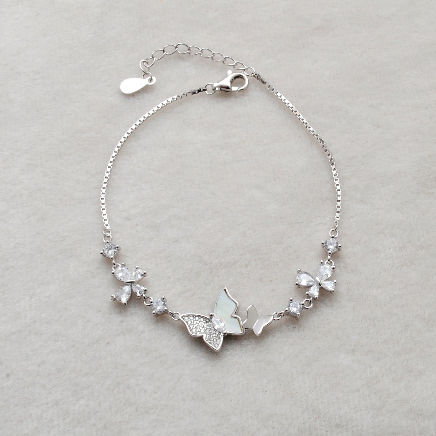 925 Sterling Silver Dainty CZ Butterfly Bracelet – Minimalist Jewelry – Birthday Gift - Kanika Creations