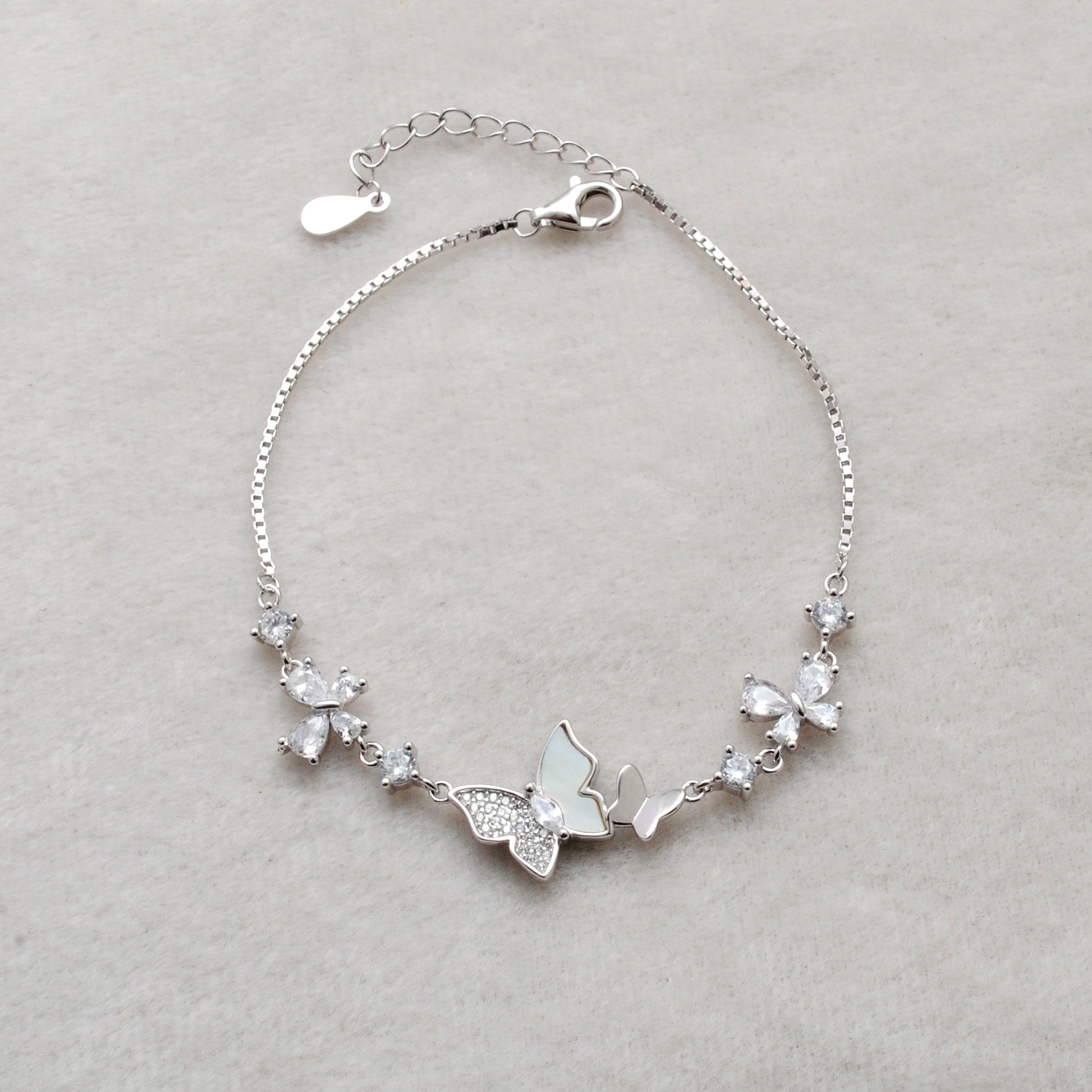 925 Sterling Silver Dainty CZ Butterfly Bracelet – Minimalist Jewelry – Birthday Gift - Kanika Creations