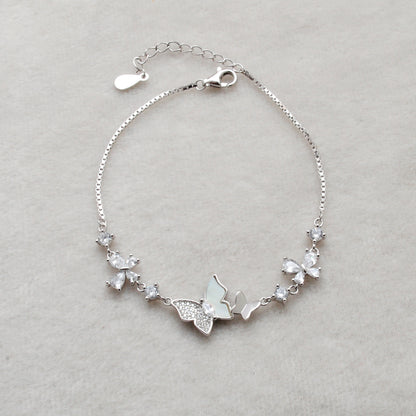925 Sterling Silver Dainty CZ Butterfly Bracelet – Minimalist Jewelry – Birthday Gift - Kanika Creations