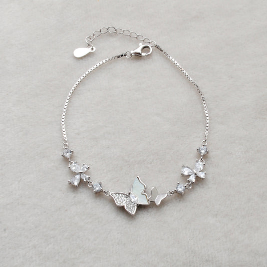 925 Sterling Silver Dainty CZ Butterfly Bracelet – Minimalist Jewelry – Birthday Gift - Kanika Creations