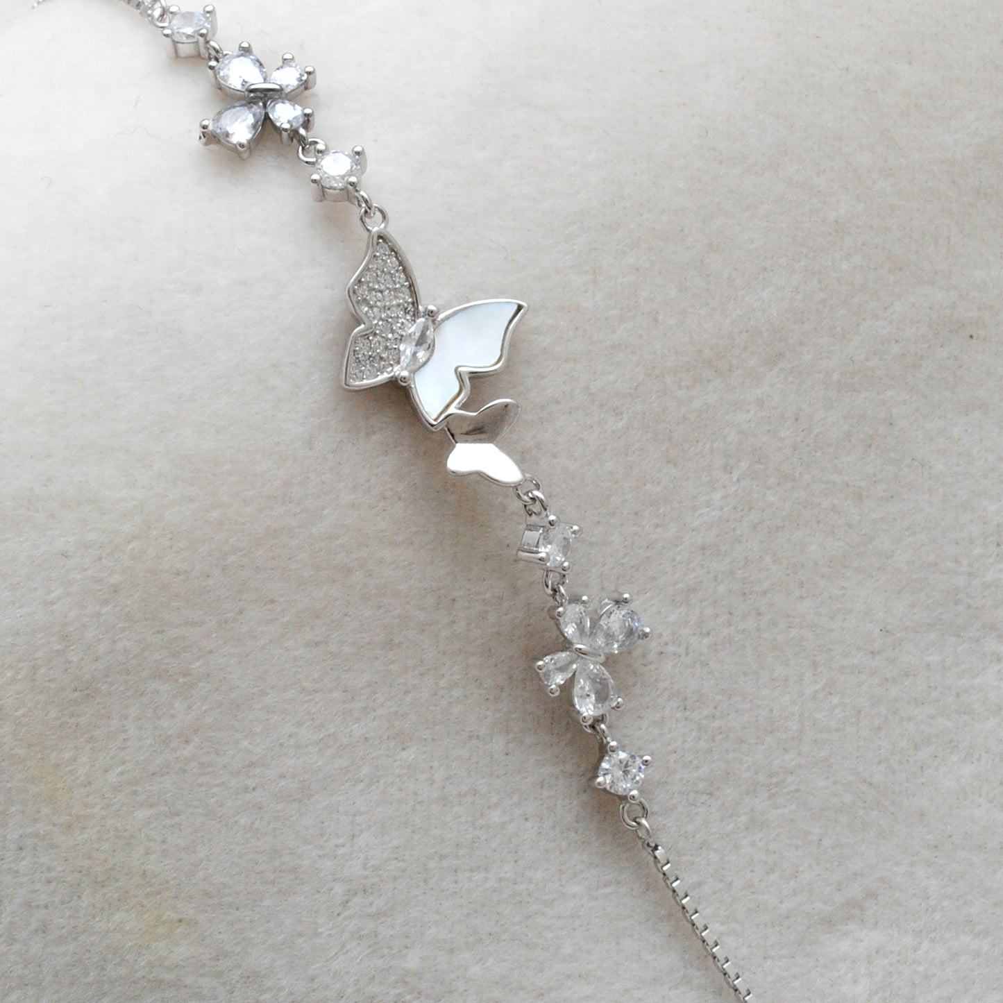925 Sterling Silver Dainty CZ Butterfly Bracelet – Minimalist Jewelry – Birthday Gift - Kanika Creations