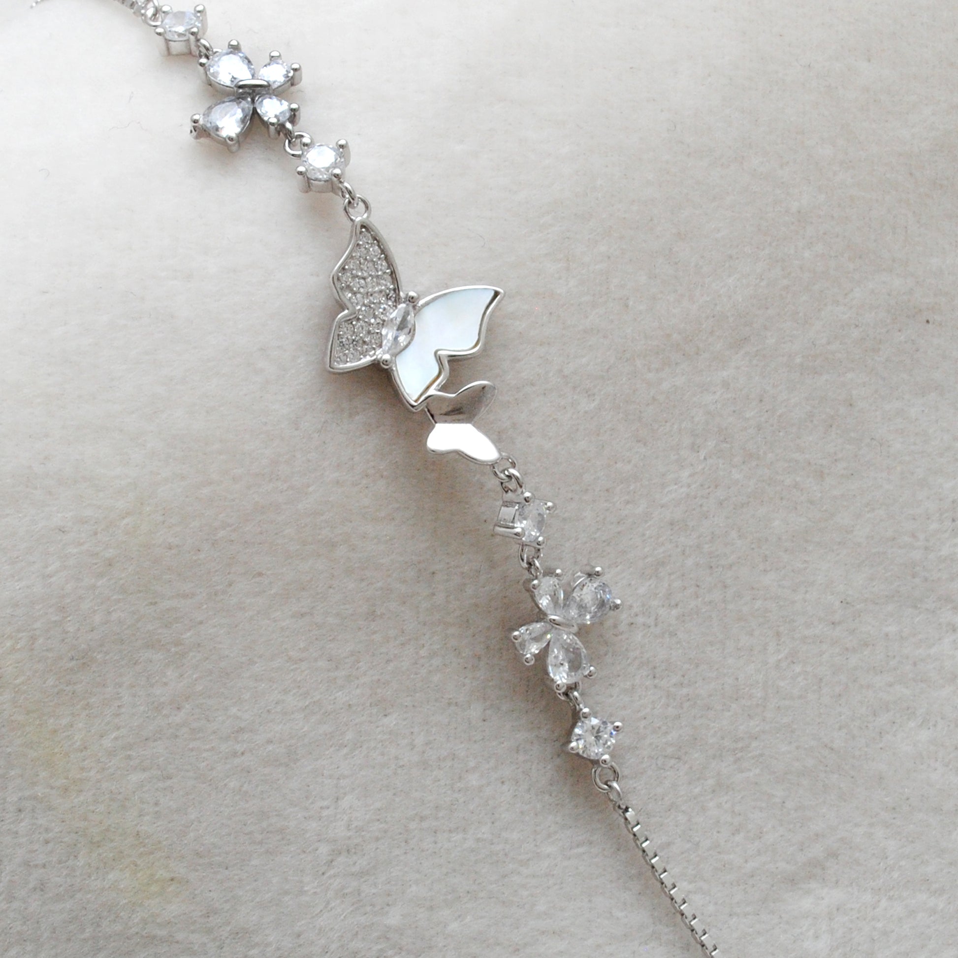 925 Sterling Silver Dainty CZ Butterfly Bracelet – Minimalist Jewelry – Birthday Gift - Kanika Creations