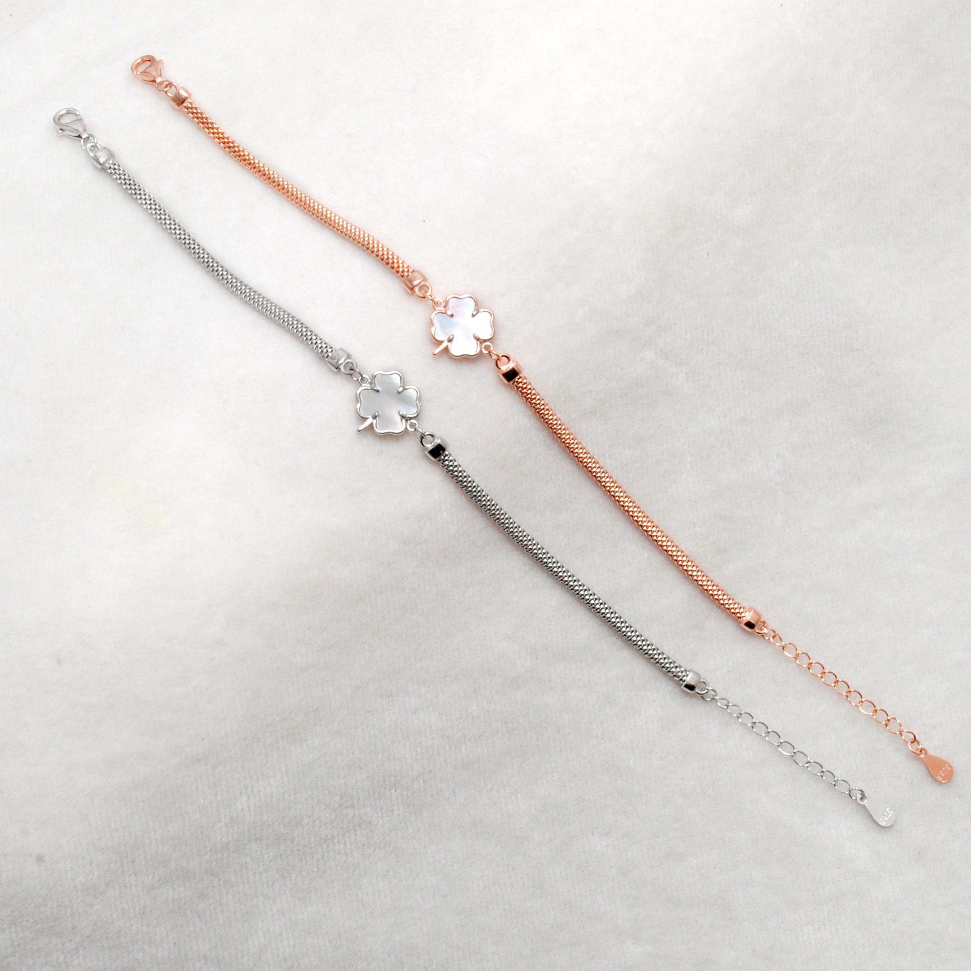 925 Silver Enamel Flower Bracelet – 8 Inch, Gold & Silver Plated, Elegant Gift for Her - Kanika Creations