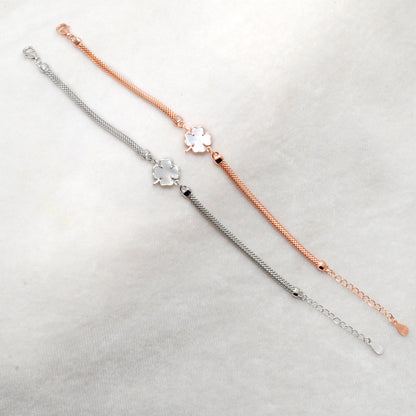 925 Silver Enamel Flower Bracelet – 8 Inch, Gold & Silver Plated, Elegant Gift for Her - Kanika Creations