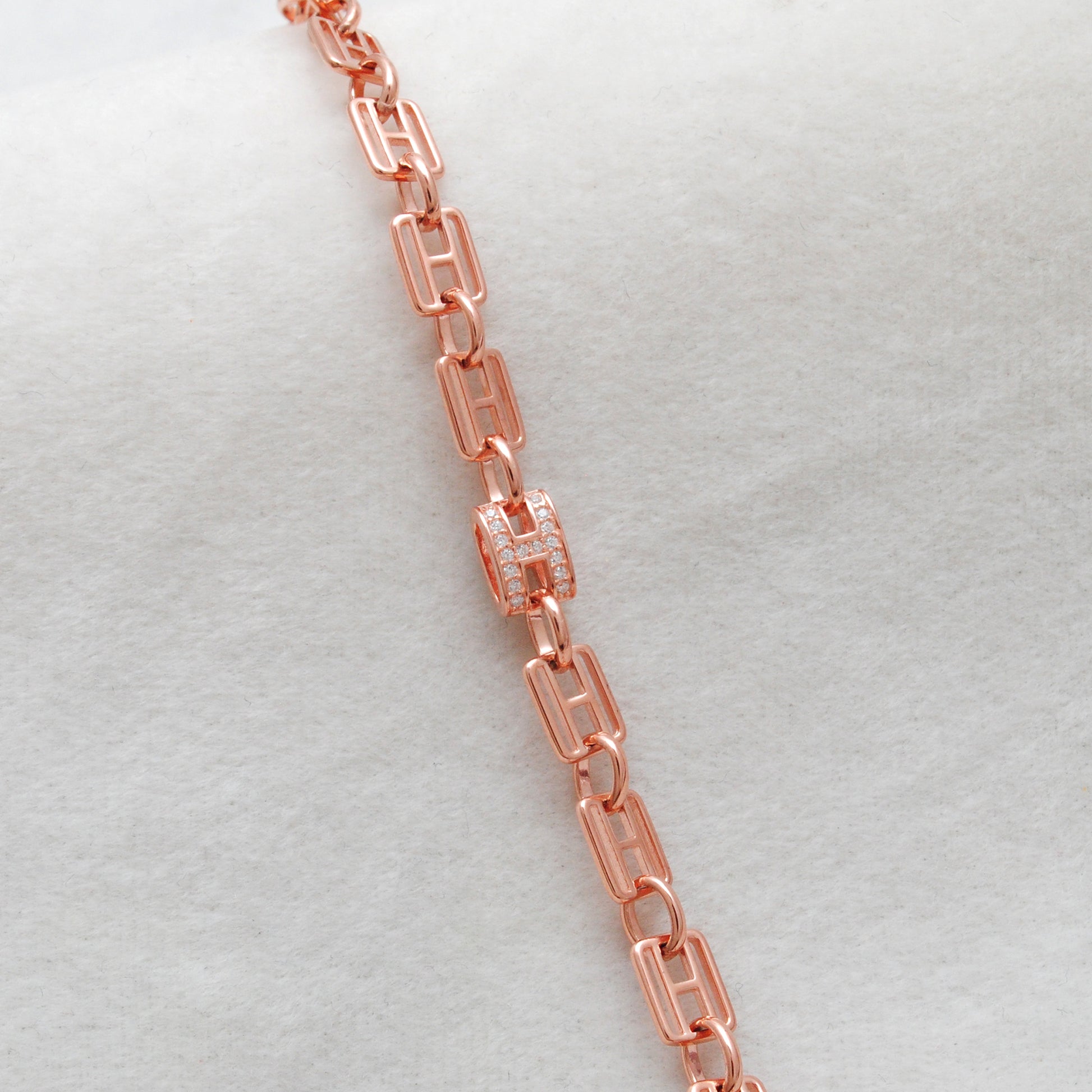 925 Sterling Silver CZ Block Link Chain Bracelet – Rose Gold Plated, Minimalist Jewelry, Unisex Gift - Kanika Creations