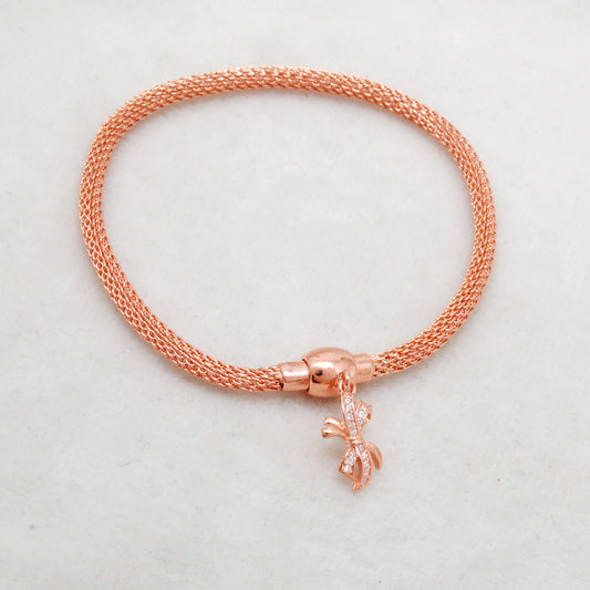 925 Sterling Silver CZ Flower Openable Bracelet – Rose Gold Plated – Handmade Jewelry, Gift for Her - Kanika Creations