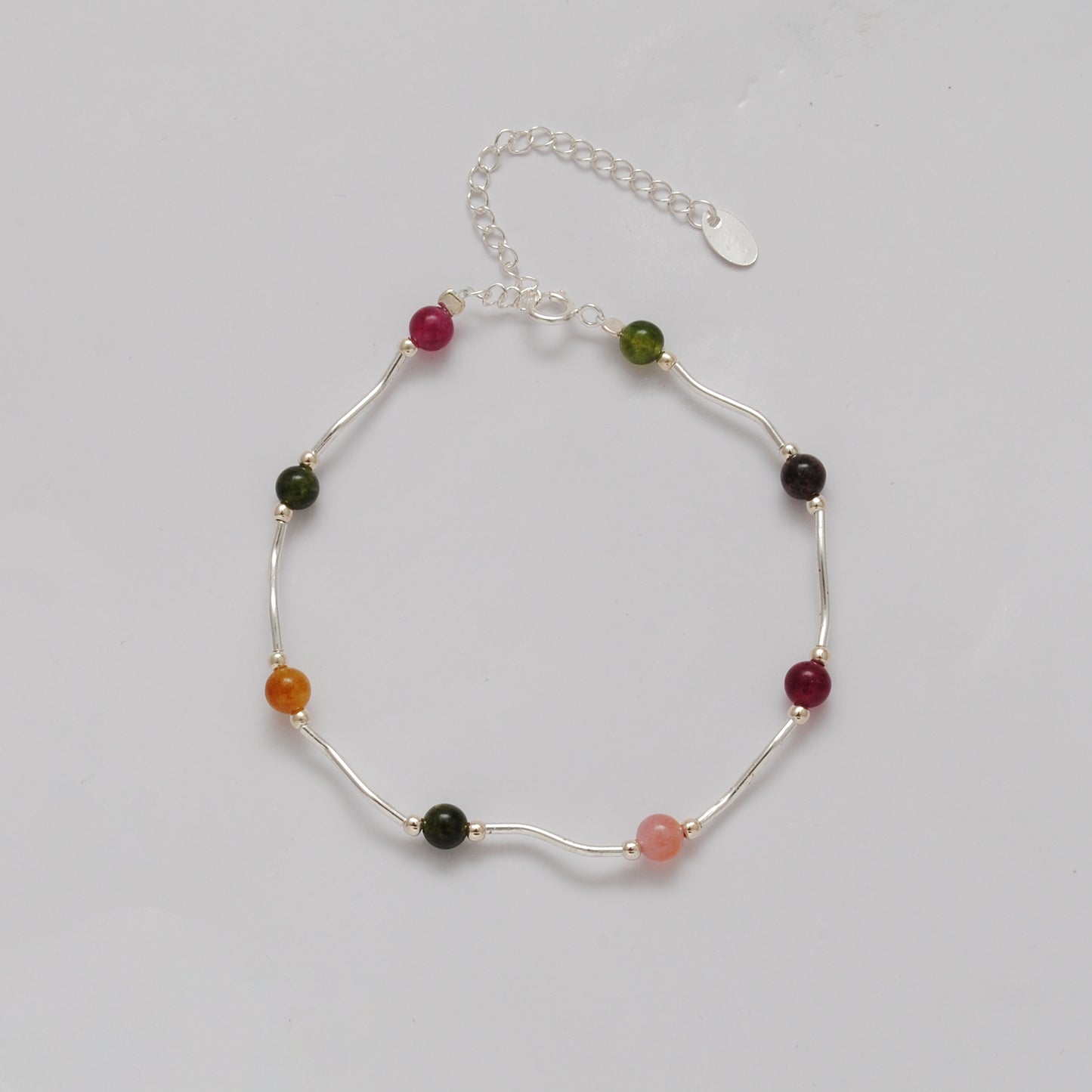 925 Sterling Silver Multi-Gemstone Bracelet, 8.5" – Elegant Minimalist Gift for Women - Kanika Creations