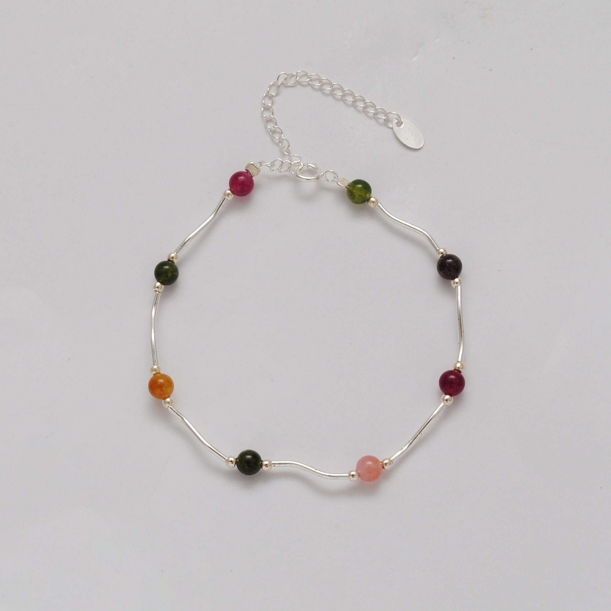 925 Sterling Silver Multi-Gemstone Bracelet, 8.5" – Elegant Minimalist Gift for Women - Kanika Creations