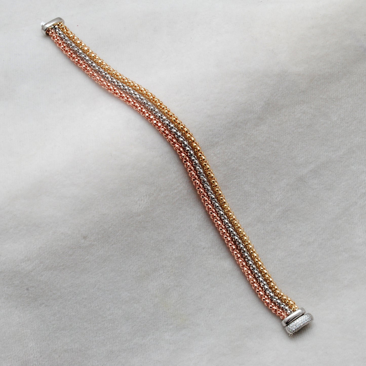 925 Sterling Silver Triple Tone Mesh Bracelet – Handmade Jewelry, Unisex Gift - Kanika Creations