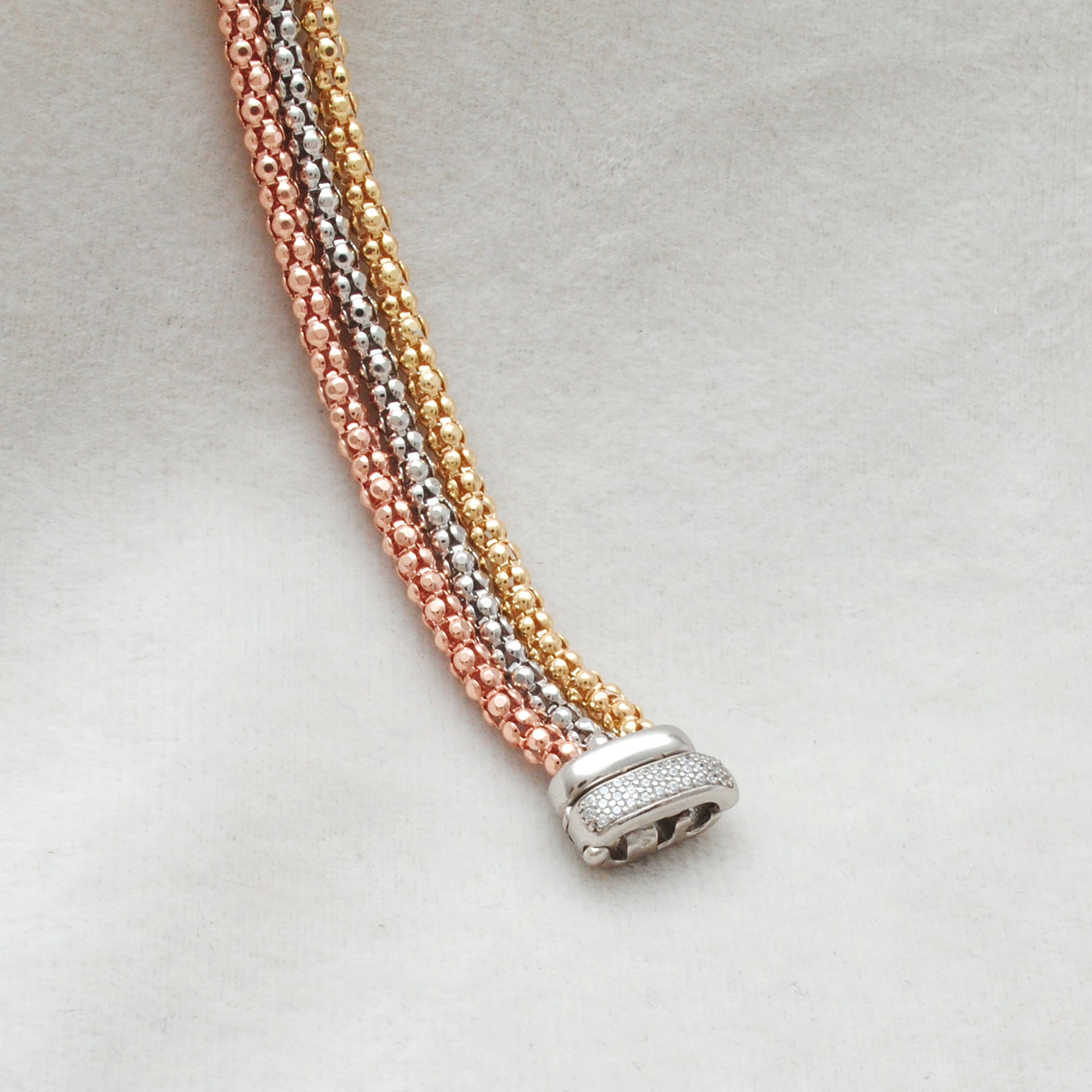 925 Sterling Silver Triple Tone Mesh Bracelet – Handmade Jewelry, Unisex Gift - Kanika Creations