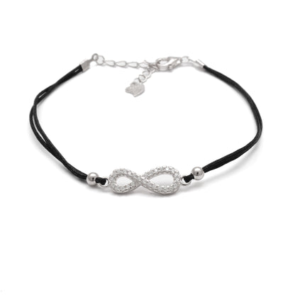 925 Sterling Silver Infinity CZ Bracelet, 8-Inch, Rose Gold & Silver Plated, Symbolic Jewelry - Kanika Creations