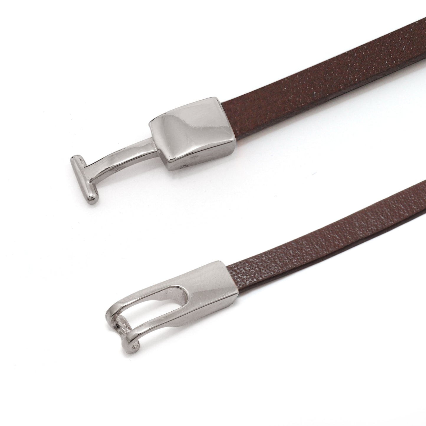 925 Sterling Silver CZ Jaguar Leather Bracelet 7 inch - Kanika Creations