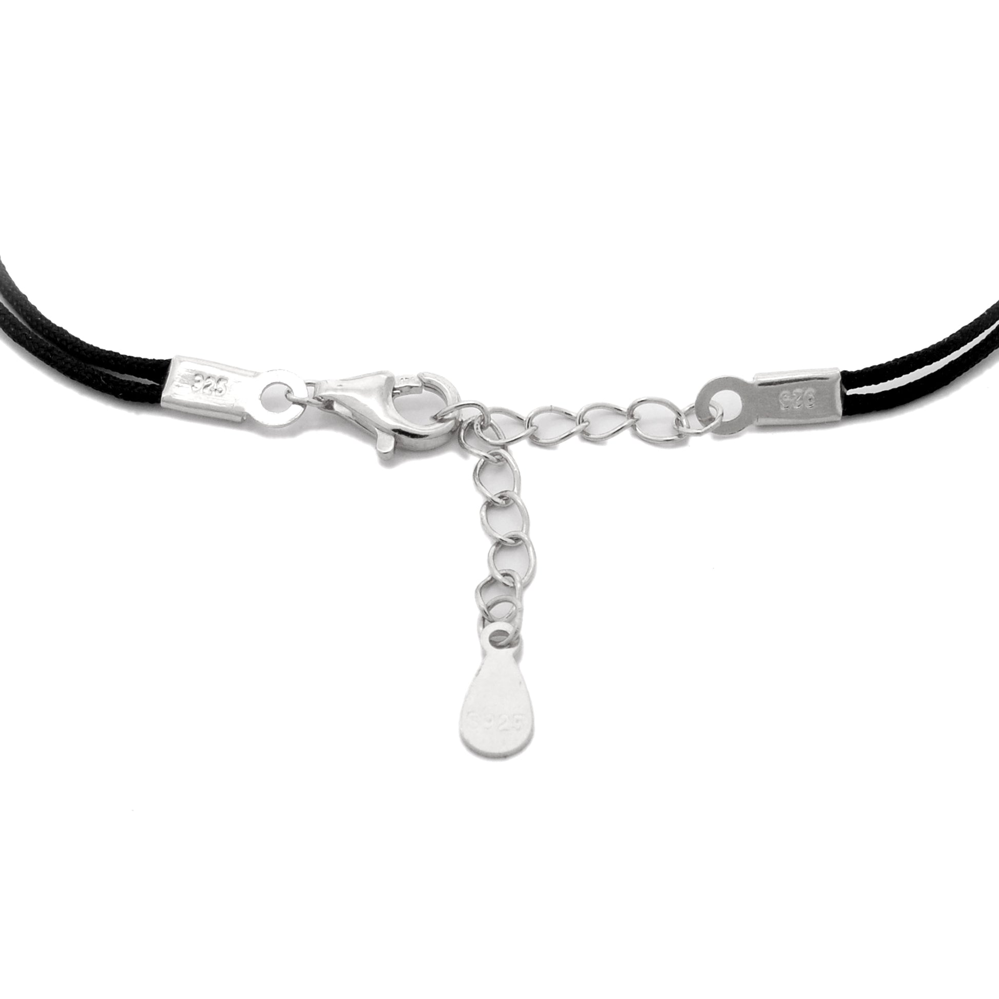 925 Sterling Silver Infinity Heartbeat Bracelet with CZ – Black Cord Gift for Her - Kanika Creations