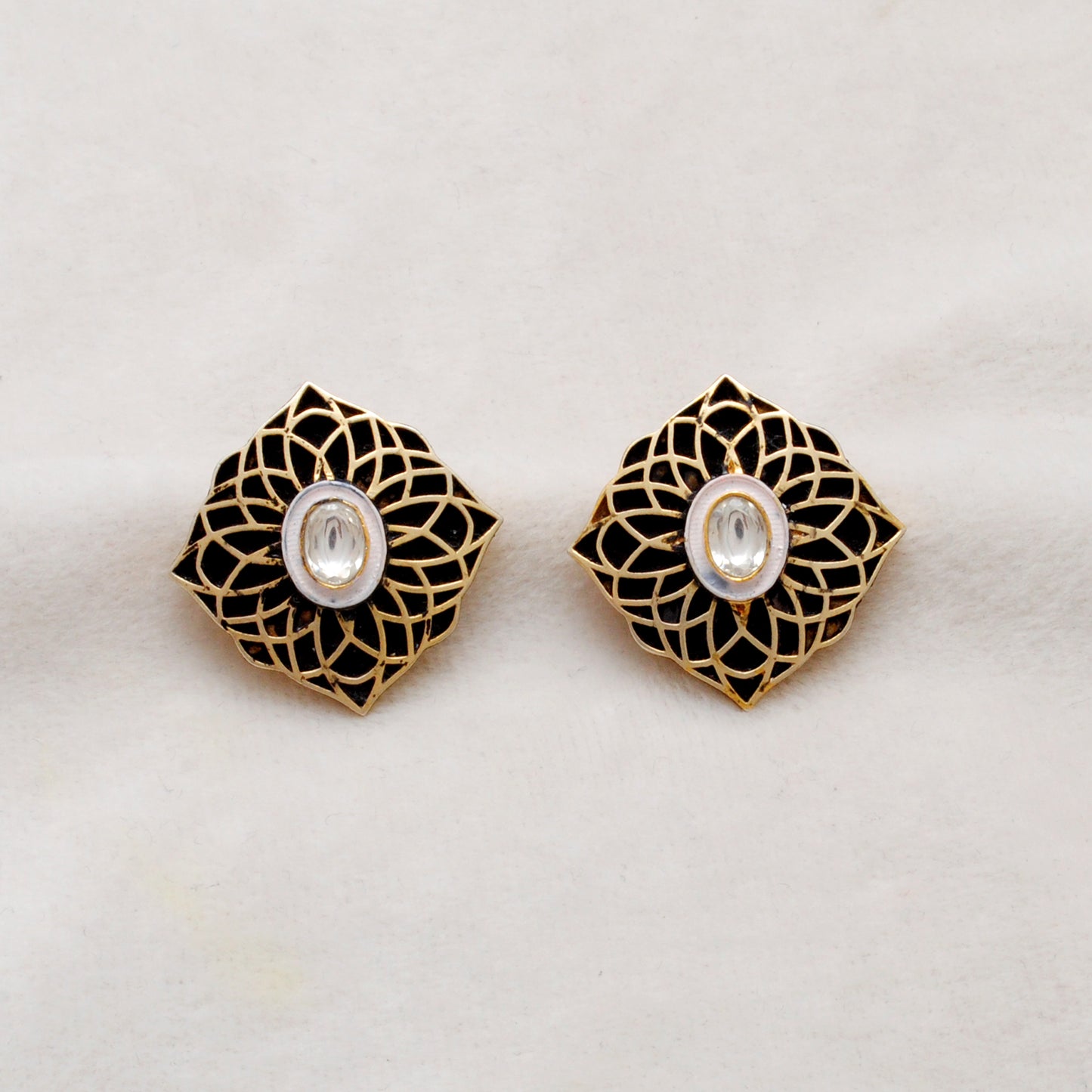 925 Sterling Silver CZ Enamel Stud Earrings – Dainty Anniversary Gift - Kanika Creations