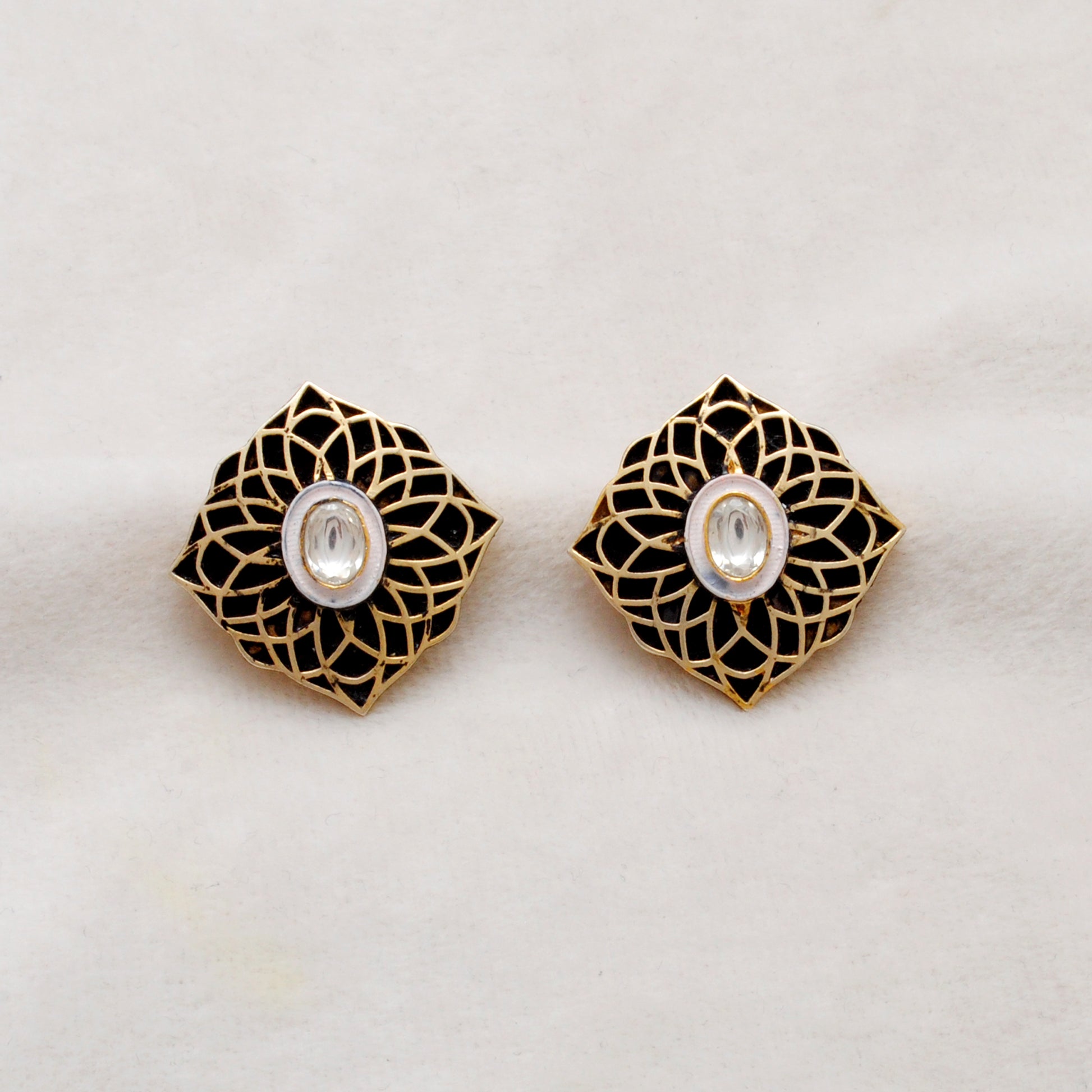 925 Sterling Silver CZ Enamel Stud Earrings – Dainty Anniversary Gift - Kanika Creations