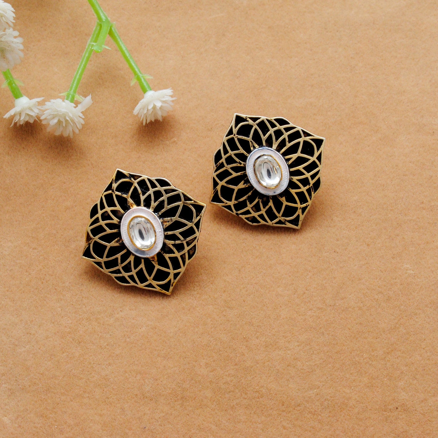 925 Sterling Silver CZ Enamel Stud Earrings – Dainty Anniversary Gift - Kanika Creations