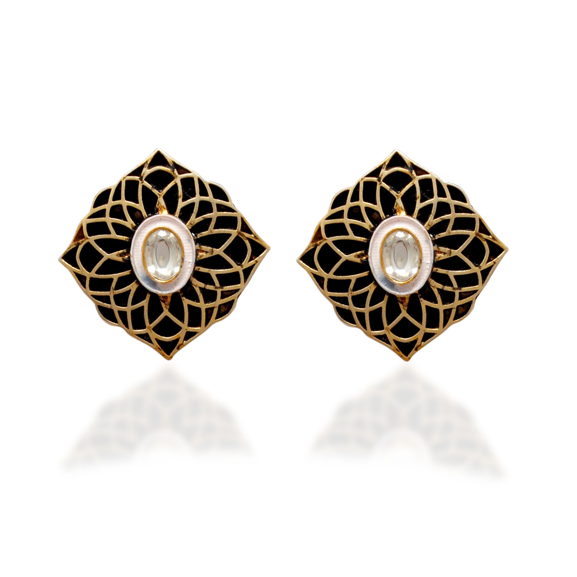 925 Sterling Silver CZ Enamel Stud Earrings – Dainty Anniversary Gift - Kanika Creations