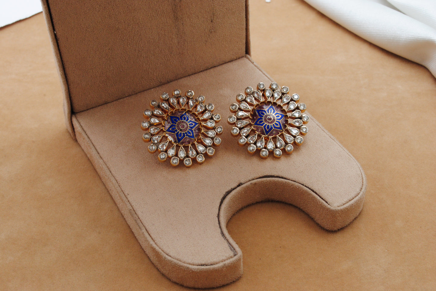925 Sterling Silver Enamel CZ Flower Stud Earrings – Antique Birthday Gift - Kanika Creations