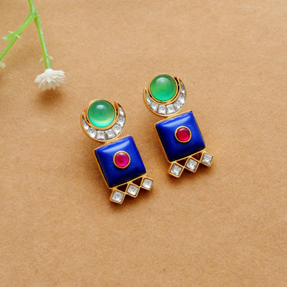 925 Sterling Silver Enamel Onyx Dangle Earrings – Statement Gift for Women - Kanika Creations