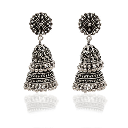925 Sterling Silver Oxidized Dangle Earrings – Vintage Style Jewelry – Classic Gift for Her - Kanika Creations