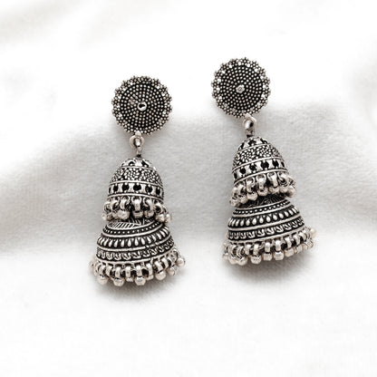 925 Sterling Silver Oxidized Dangle Earrings – Vintage Style Jewelry – Classic Gift for Her - Kanika Creations