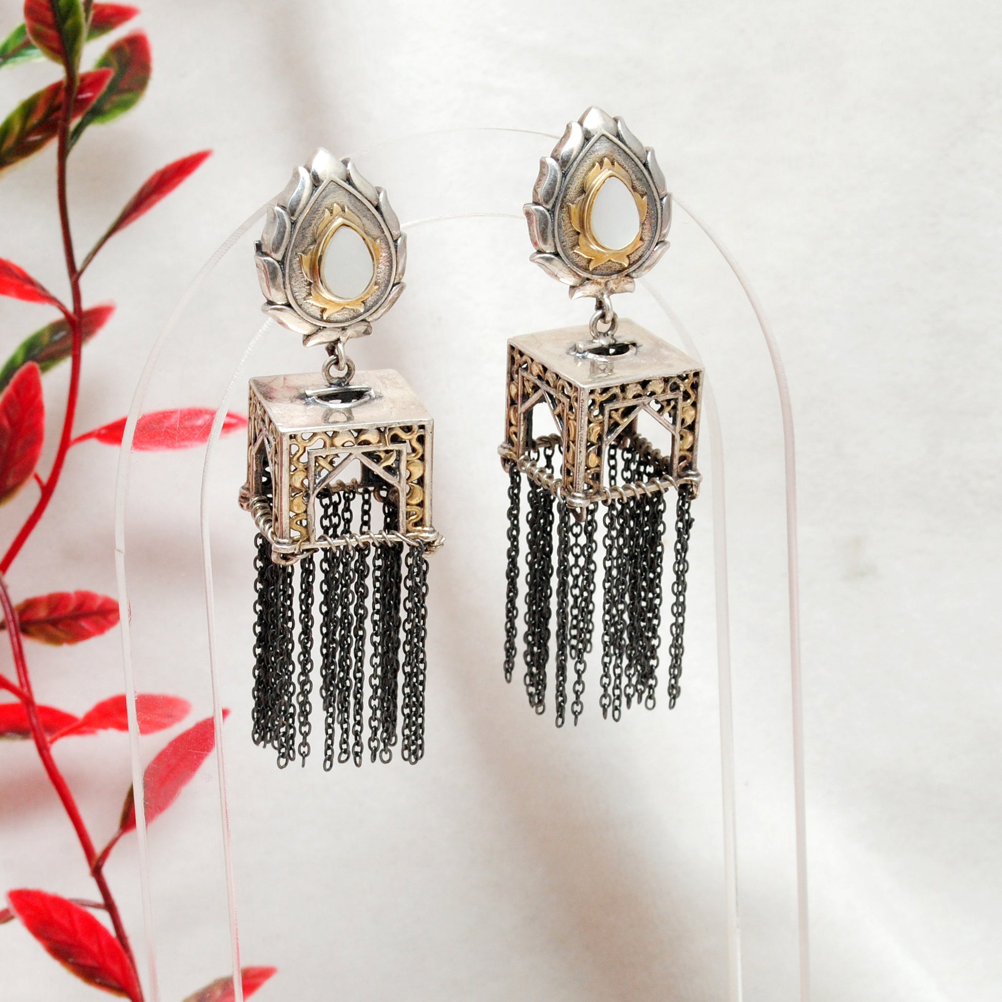 925 Sterling Silver Oxidized Jharokha Dangle Earrings – Temple Jewelry, Gift for Her - Kanika Creations