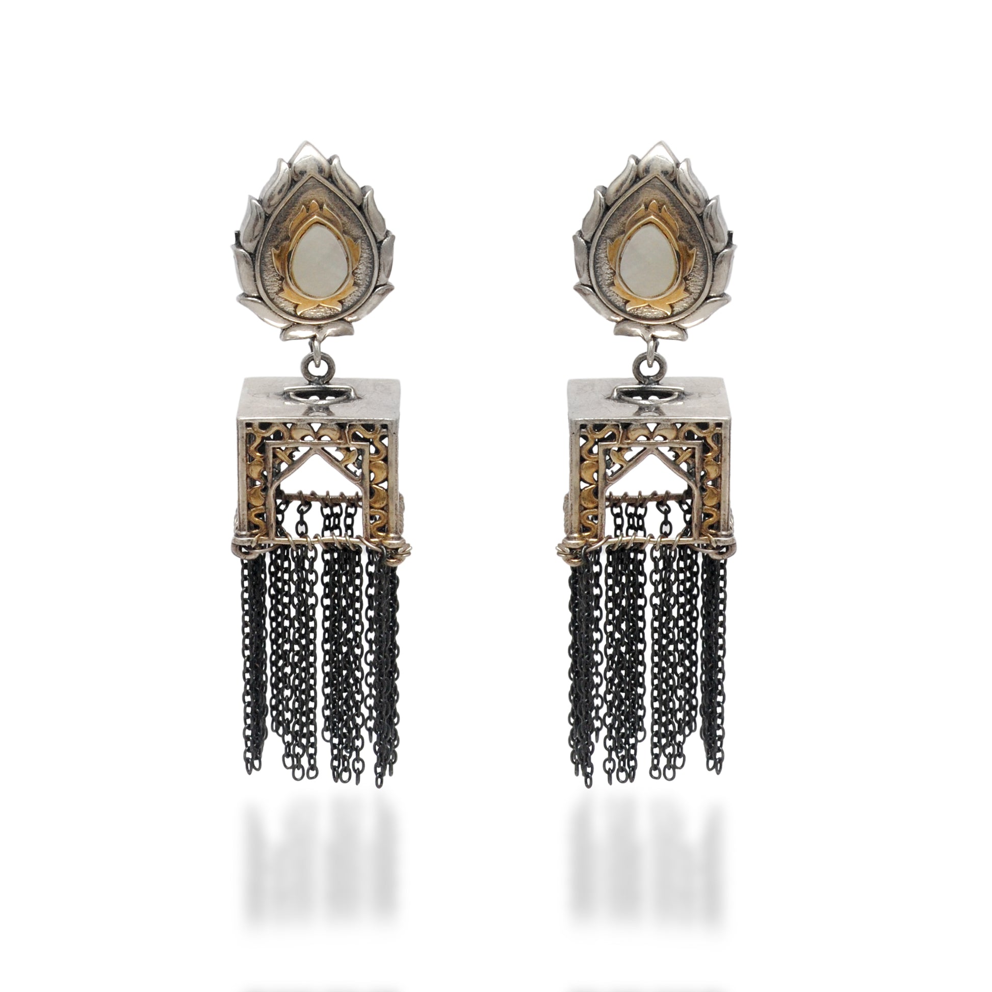 925 Sterling Silver Oxidized Jharokha Dangle Earrings – Temple Jewelry, Gift for Her - Kanika Creations