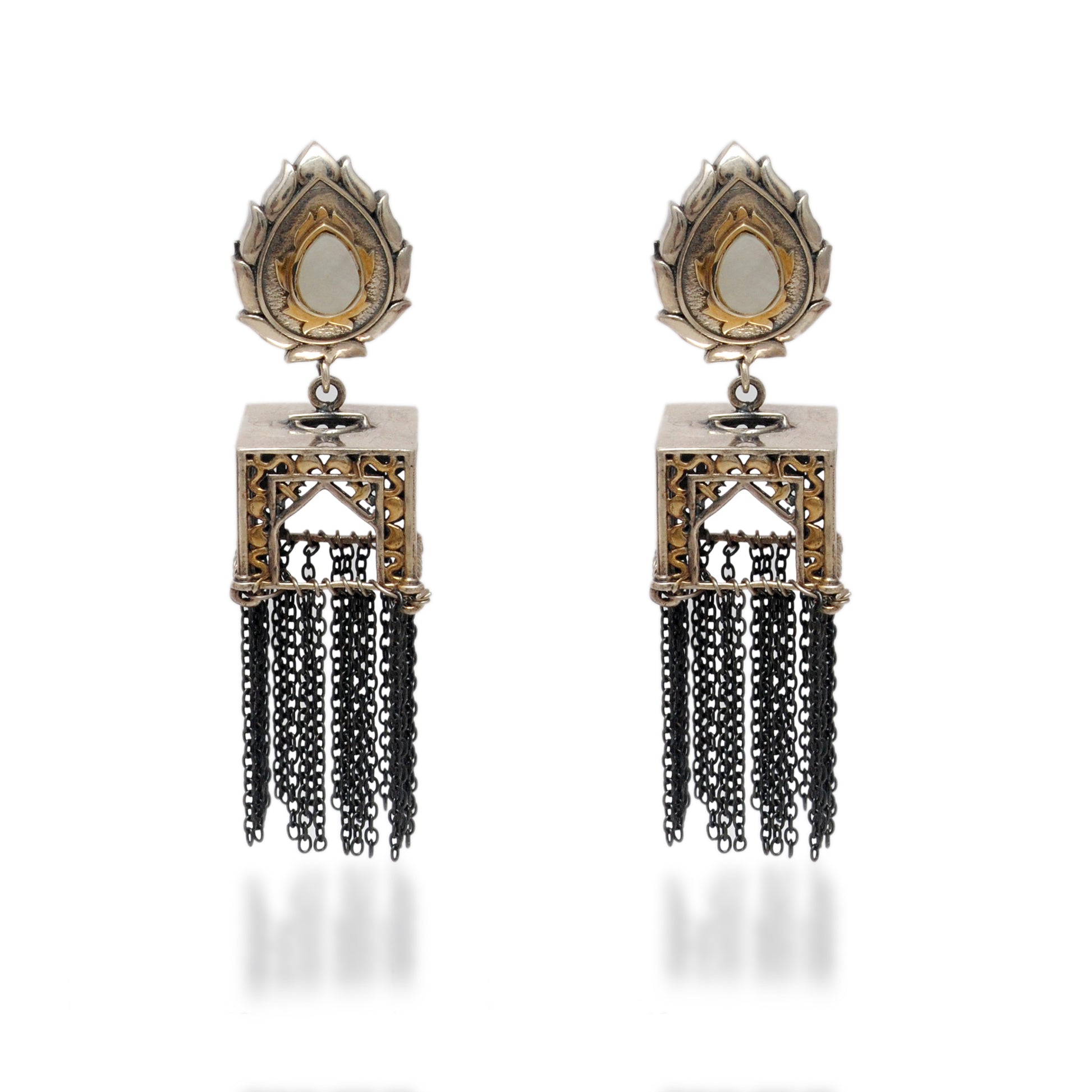 925 Sterling Silver Oxidized Jharokha Dangle Earrings – Temple Jewelry, Gift for Her - Kanika Creations