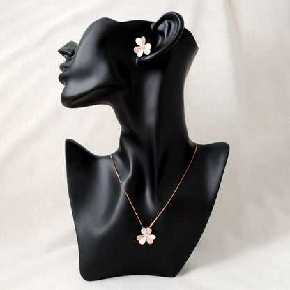 Floral CZ Necklace & Earrings Set – 925 Silver & Gold Plated
