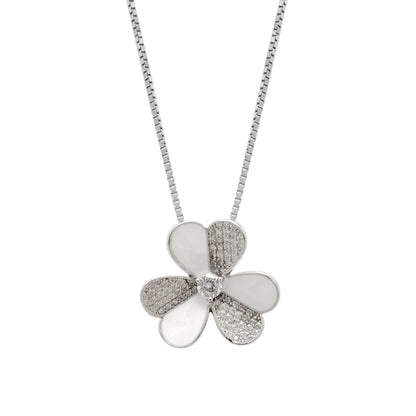 Floral CZ Necklace & Earrings Set – 925 Silver & Gold Plated
