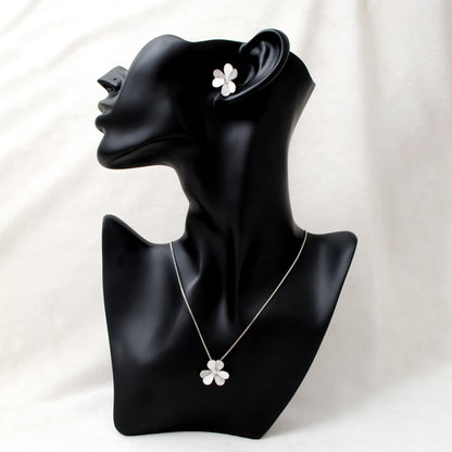 Floral CZ Necklace & Earrings Set – 925 Silver & Gold Plated