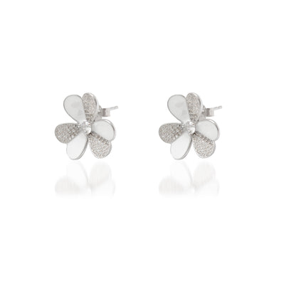 Floral CZ Necklace & Earrings Set – 925 Silver & Gold Plated