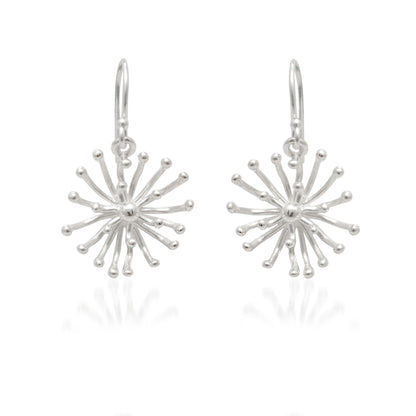 Dandelion CZ Necklace Earrings Set – 925 Sterling Silver, 19 Inch