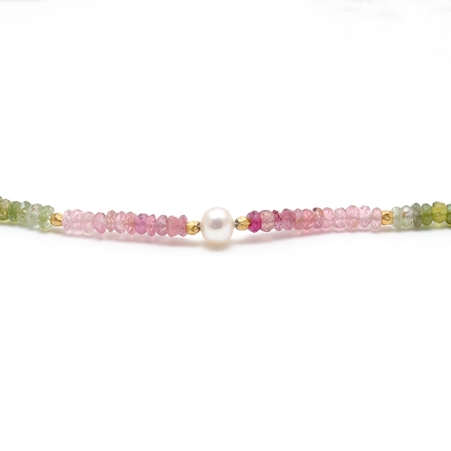 Genuine Multi Tourmaline Silver Gold Plated Necklace 18"