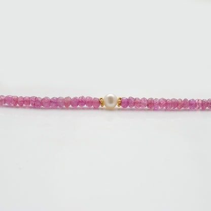 Natural Ruby Faceted Beaded Gemstone Necklace, 925 Sterling Silver, Handmade Jewelry Gift for Her
