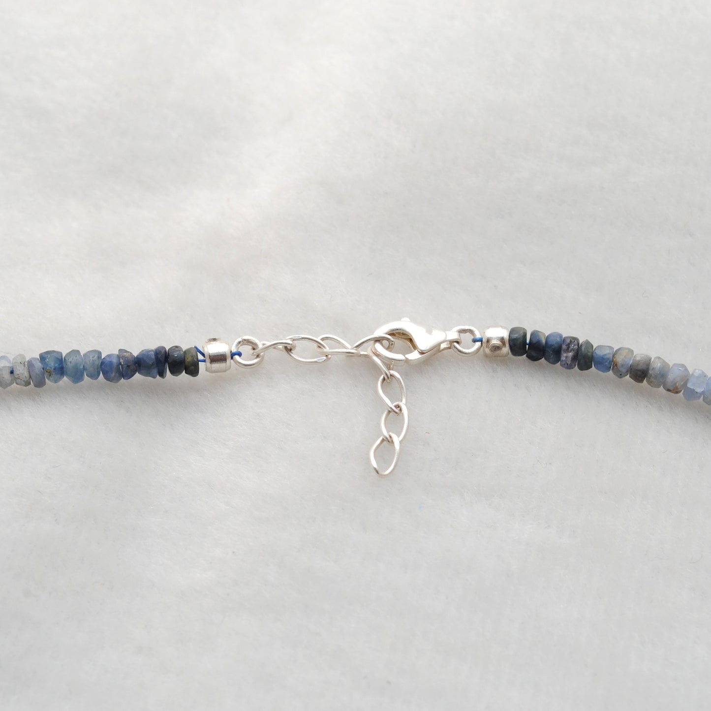 Shaded Blue Sapphire and Pearl Faceted Beaded Necklace, 925 Silver, Gift for Her