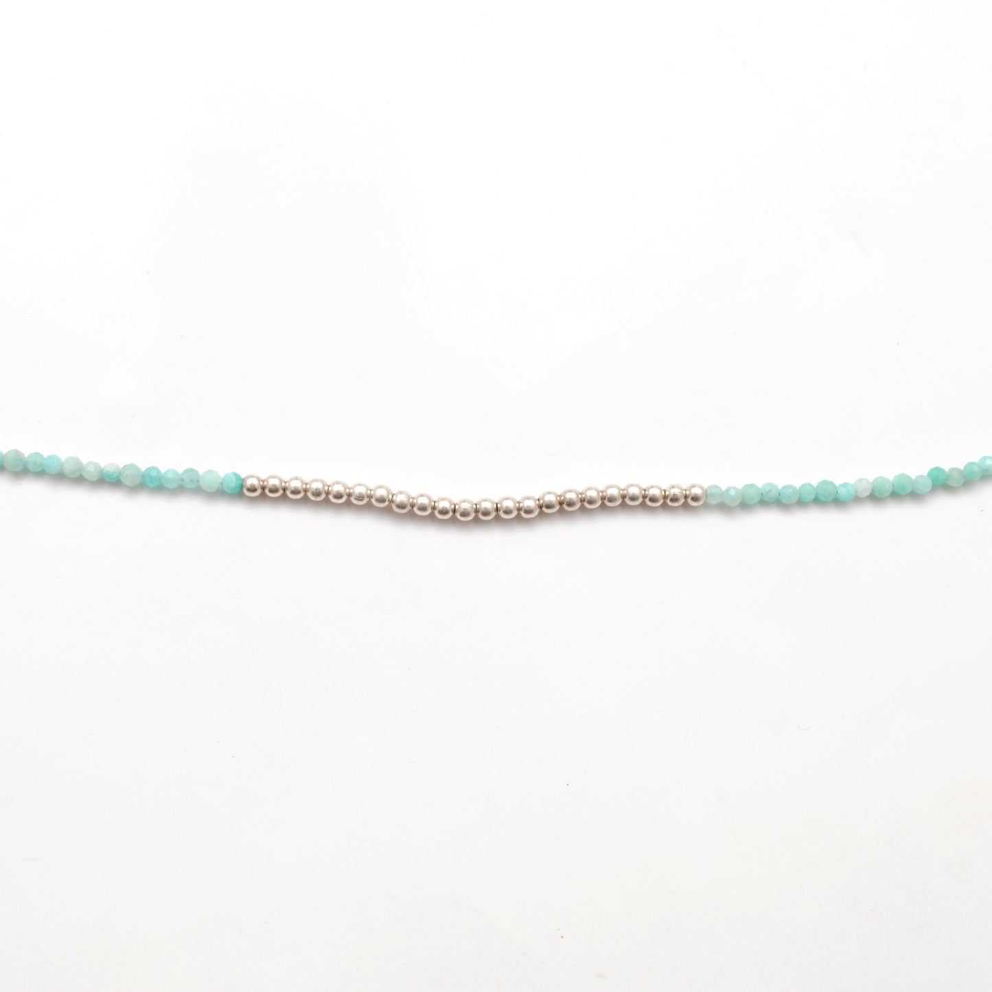 Amazonite Faceted Silver Charm Necklace 18"